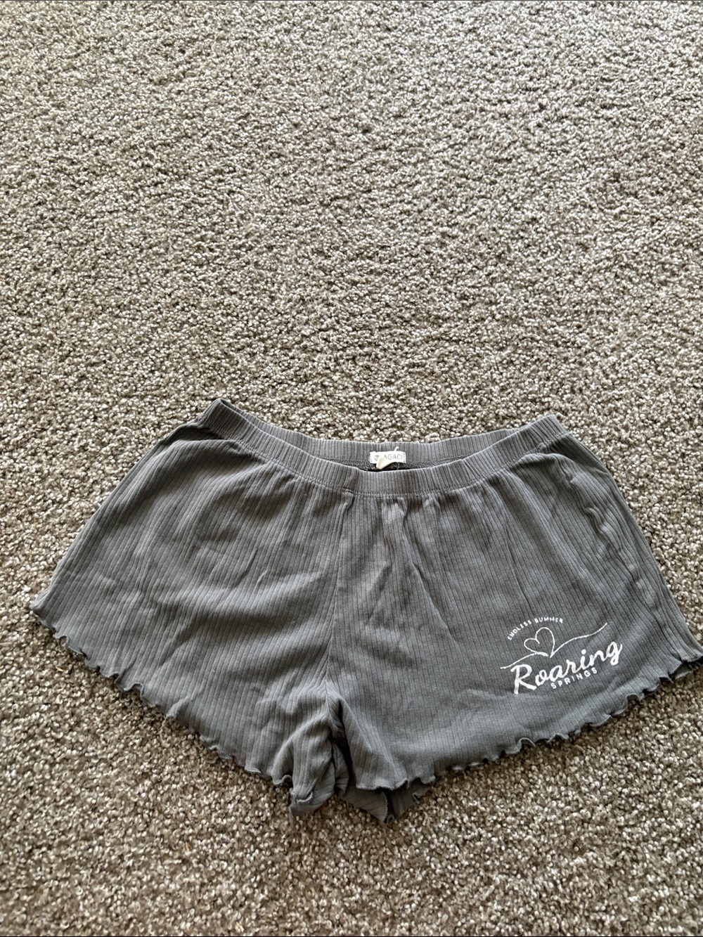 Lagaci Gray Ribbed Athletic Lounge Shorts with White Logo